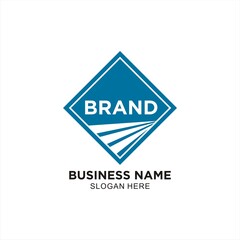 Abstract logo in blue rectangle for financial marketing real estate or other companies