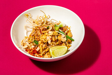 Thai cuisine vegetarian noodle pad chinese traditional food.