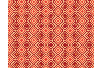 abstract seamless pattern design template use red brick pastel color. Combination of square, x cross, and circle cross on elements. Antique Rhombuses palette geometrical shape. 
