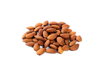 group of almonds isolated on white