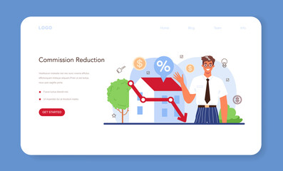 Real estate industry web banner or landing page. Low comission