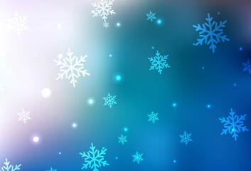 Fototapeta na wymiar Light BLUE vector background in Xmas style.