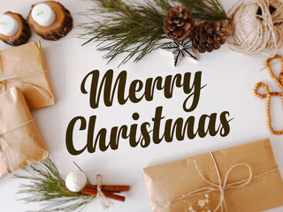 Table decorations with Merry Christmas lettering