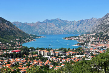 Kotor bay and Old Town from Mountain. Montenegro.