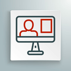 Line Online class icon isolated on white background. Online education concept. Colorful outline concept. Vector