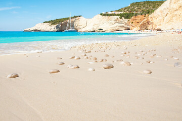 Landscape with Porto Katsiki beach on the Ionian sea, Lefkada island, Greece