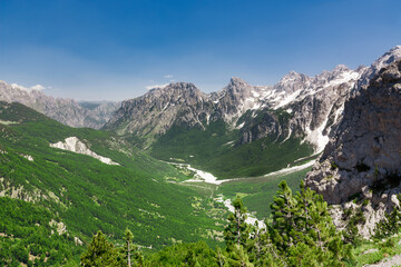 Scenic landscape view on gorge in Albanian mountain