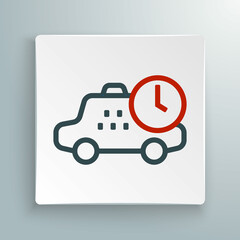 Line Taxi waiting time icon isolated on white background. Car deadline, schedule ride. Colorful outline concept. Vector