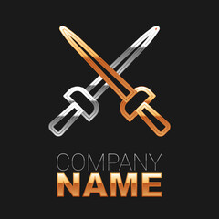 Line Fencing icon isolated on black background. Sport equipment. Colorful outline concept. Vector