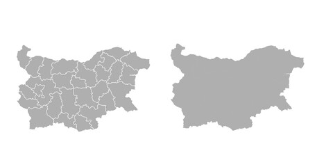 Bulgaria grey map on white background - obrazy, fototapety, plakaty