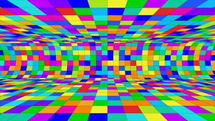 Multicolored squares with diminishing perspective. Vector illustration