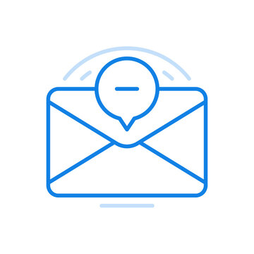 Unread letter by email vector line icon. Unverified newsletter closed envelope with minus.