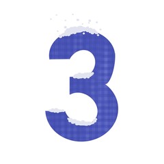 number 3 with snow decoration