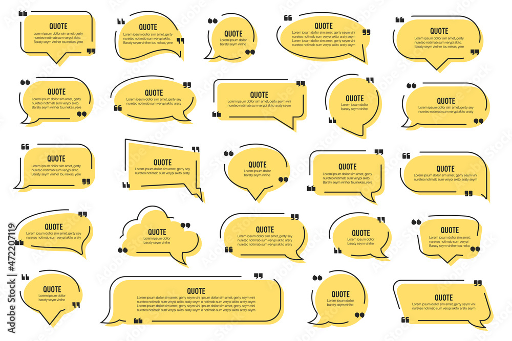 Poster Big set of quote text speech bubble in a flat design. Quote textbox collection