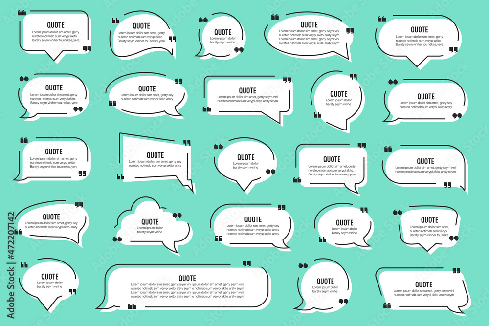 Poster Big set of quote text speech bubble in a flat design. Quote textbox collection