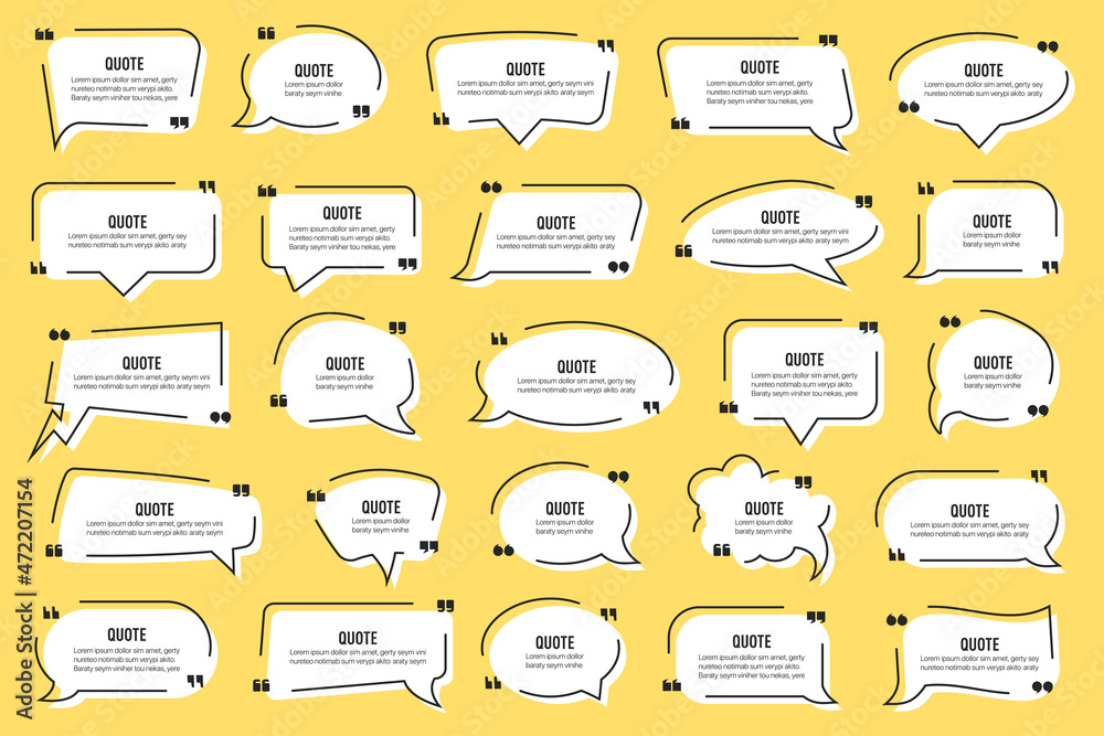Poster Big set of quote text speech bubble in a flat design. Quote textbox collection