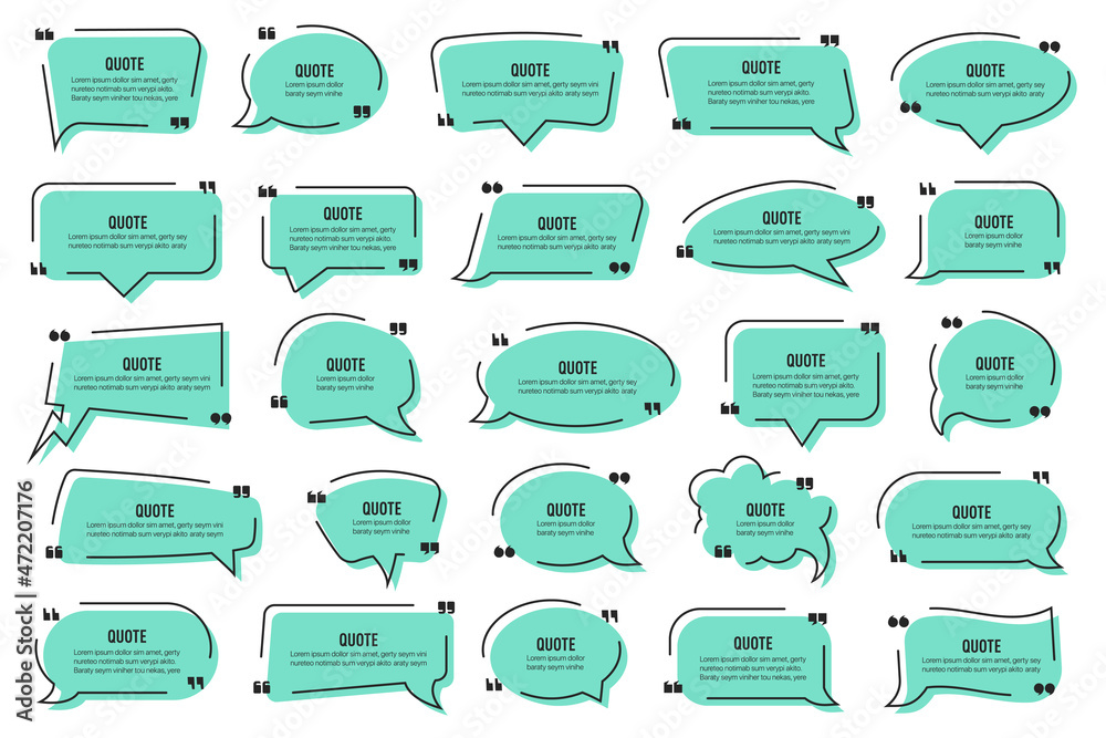 Poster Big set of quote text speech bubble in a flat design. Quote textbox collection