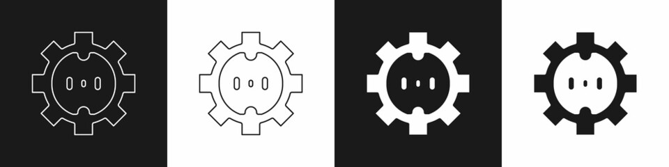 Set Electrical outlet icon isolated on black and white background. Power socket. Rosette symbol. Vector