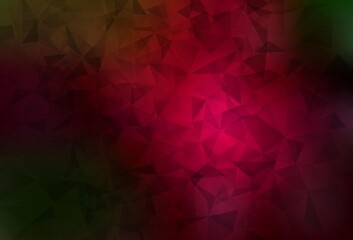 Dark Green, Red vector low poly background.