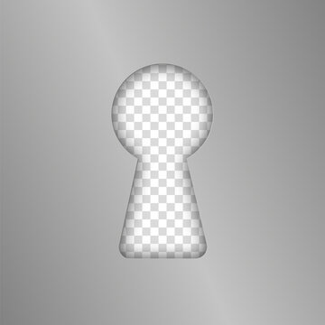 Keyhole icon. Key hole for door. Gray silhouette keyhole isolated on transparent background. Home lock. Secrecy graphic. Simple flat lock. Symbol secret concept. Padlock outline. Vector illustration