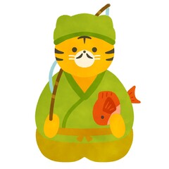 虎の恵比寿 七福神 イラスト素材 寅年 