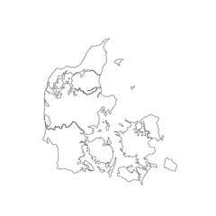 Denmark map using black border on white background