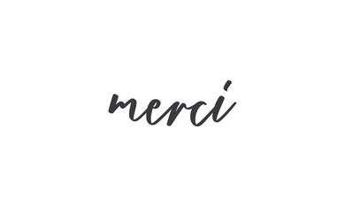 Merci. Beautiful greeting card calligraphy text. Hand drawn modern lettering.