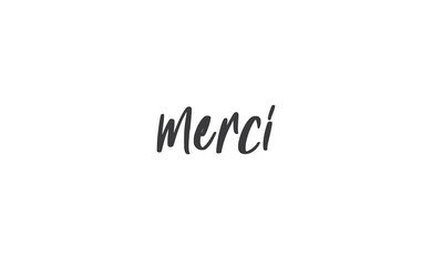 Merci. Beautiful greeting card calligraphy text. Hand drawn modern lettering.