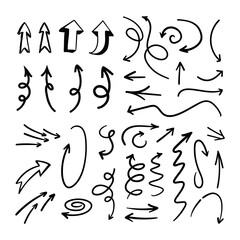 Arrow doodle collection. Hand drawn set of arrows.
