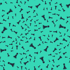Black Chess pawn icon isolated seamless pattern on green background. Vector
