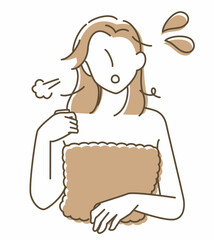 シンプルでガーリーな女性のイラスト(焦る)