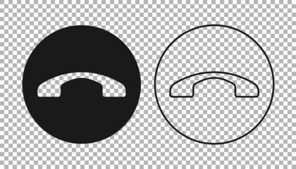 Black Telephone handset icon isolated on transparent background. Phone sign. Vector