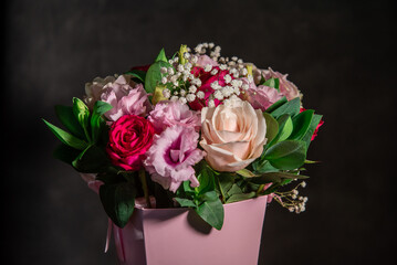 bouquet of roses on black