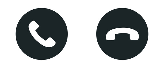 Phone call icons. Accept call and decline button. buttons with handset silhouettes. Vector illustration