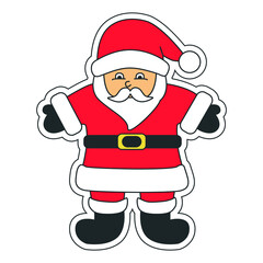 Vector cartoon illustration of cute traditional Santa Claus. Christmas winter holiday design element. Vector illustration