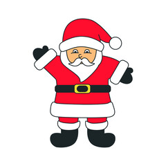 Vector cartoon illustration of cute traditional Santa Claus. Christmas winter holiday design element. Vector illustration