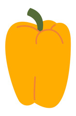 Yellow bell pepper. Paprika icon. Fresh cute vegetable