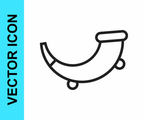 Black line Hunting horn icon isolated on white background. Vector