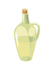 Oil in glass. Ingredient and cookware for making dough, cookie or croissant. Flat cartoon isolated icon