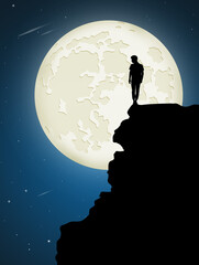 silhouette of the man in the moon