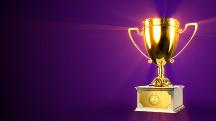 nice lighting gold 1st place prize chalice on podium - object 3D rendering