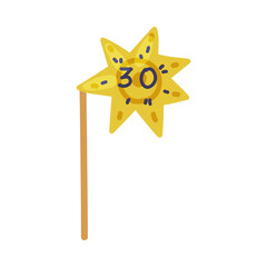 Pole or Stick with Star as Party Birthday Photo Booth Prop Vector Illustration