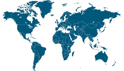 Naklejka premium World map. Silhouette map.