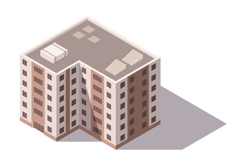 isometric high rise building. City or town map construction element. Icon representing multi story building. Houses, homes or offices