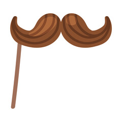 Pole or Stick with Brown Moustache as Party Birthday Photo Booth Prop Vector Illustration
