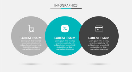 Set Discount percent tag, Hand truck and boxes and Market store. Business infographic template. Vector