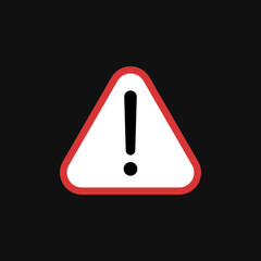 Red triangle attention or warning sign icon on grey background