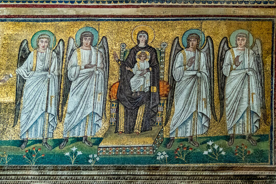Interior of Basilica of San Vitale, which has important examples