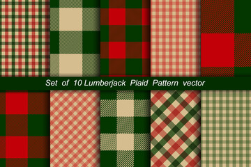 Lumberjack plaid pattern. Christmas pattern. Lumberjack plaid and buffalo check patterns. Lumberjack plaid tartan. Vector illustration - obrazy, fototapety, plakaty