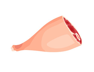 Meat product or raw meat. Illustration for concept product of farmers market or shop. Ham leg. Cartoon product icon